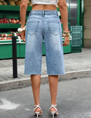 Pantaloni trei sferturi SHEIN, albastru