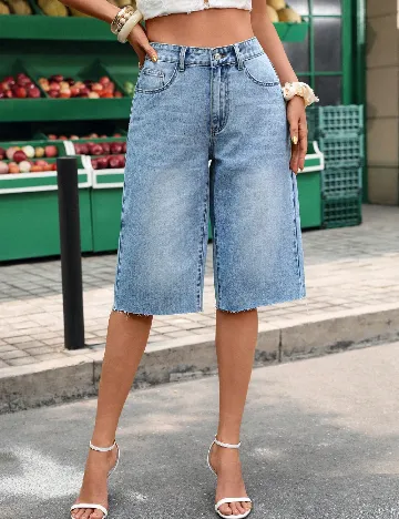 Pantaloni trei sferturi SHEIN, albastru