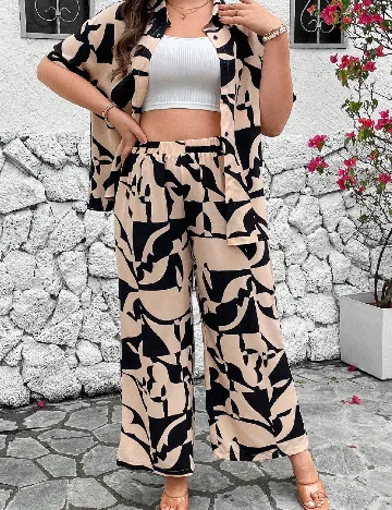 Compleu SHEIN CURVE, negru/crem