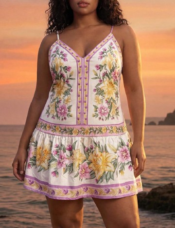 Rochie scurta SHEIN CURVE, floral print
