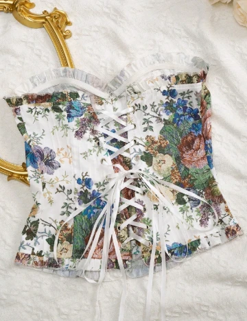 Corset SHEIN, alb floral