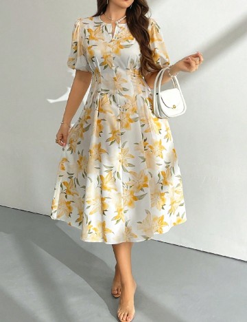 Rochie medie SHEIN CURVE, alb floral