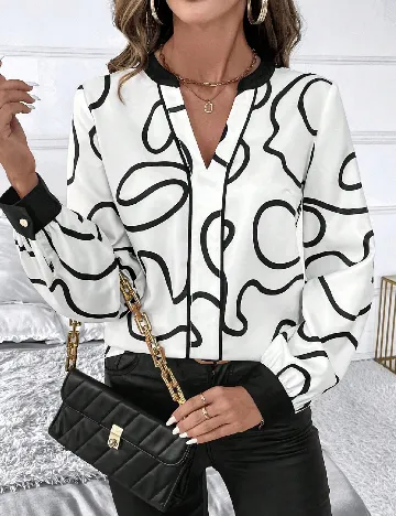 Bluza SHEIN, alb/negru