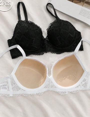 Set sutiene 2 bucati SHEIN, alb/negru