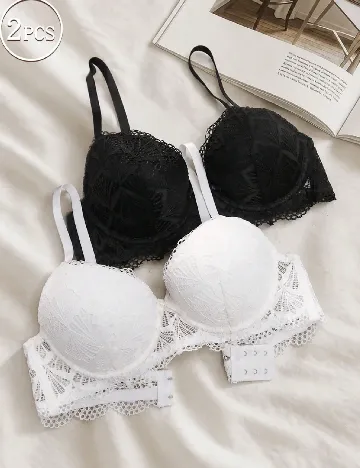 Set sutiene 2 bucati SHEIN, alb/negru