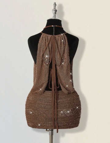 Rochie scurta SHEIN, maro