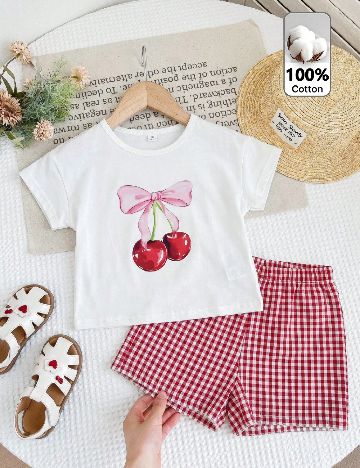 Compleu Shein Kids, alb/rosu