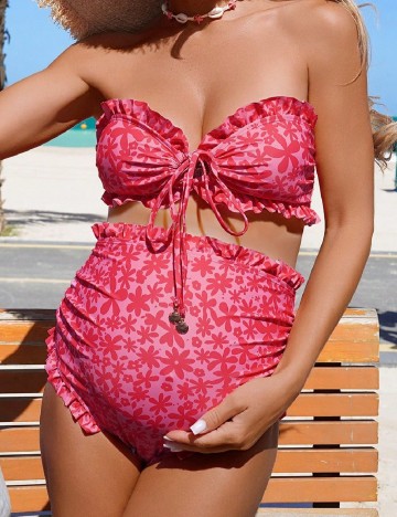 Costum de baie SHEIN Maternity, roz