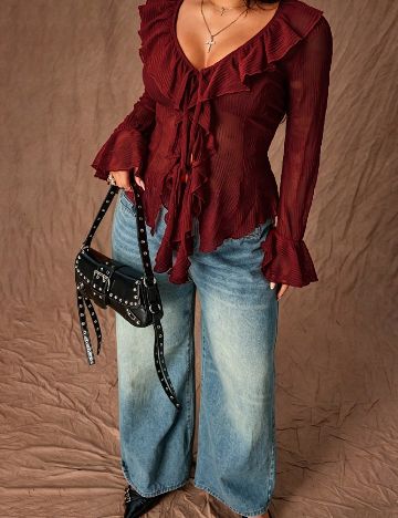 Cardigan SHEIN CURVE, rosu