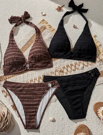 Set costume de baie 2 bucati SHEIN, negru/maro