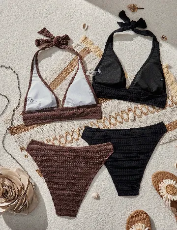 Set costume de baie 2 bucati SHEIN, negru/maro