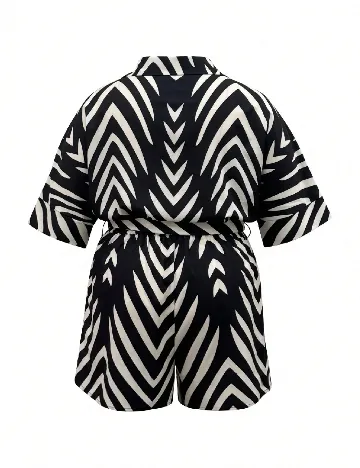 Salopeta SHEIN CURVE, negru/crem