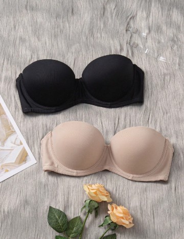 Set sutiene 2 bucati SHEIN, crem/negru