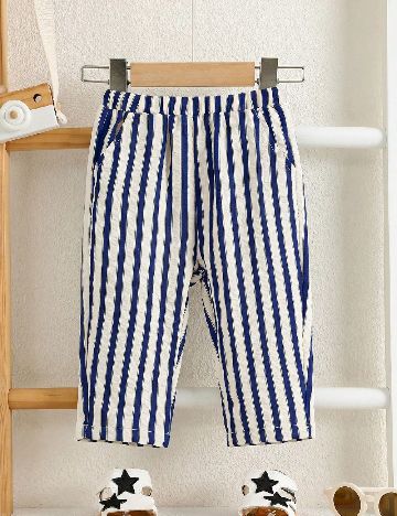 Pantaloni Shein Kids, alb/albastru