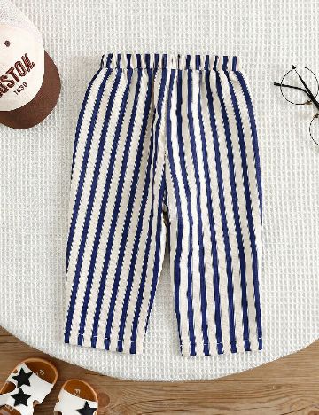 Pantaloni Shein Kids, alb/albastru
