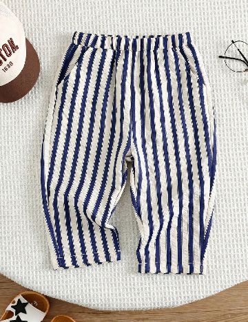 Pantaloni Shein Kids, alb/albastru