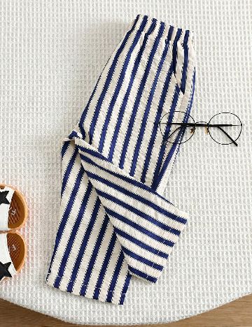 Pantaloni Shein Kids, alb/albastru