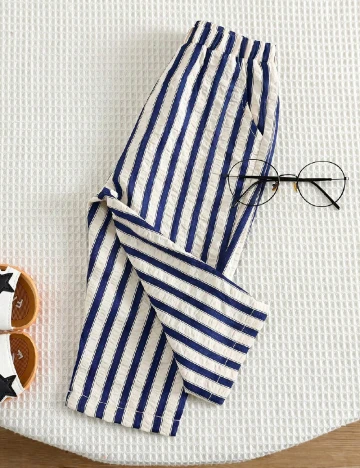 Pantaloni Shein Kids, alb/albastru