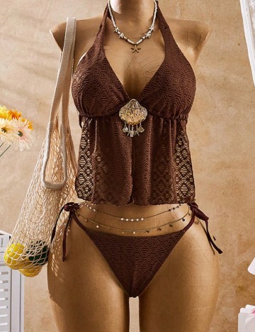 Costum de baie SHEIN, maro