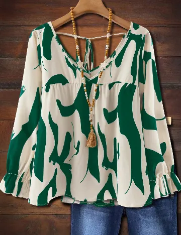 Bluza SHEIN CURVE, crem/verde