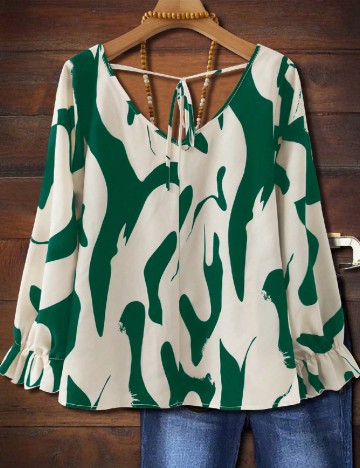Bluza SHEIN CURVE, crem/verde
