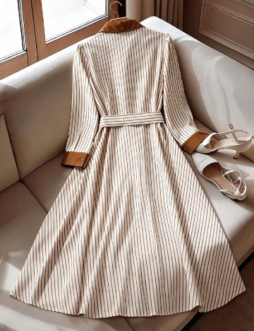 Rochie lunga SHEIN CURVE, alb/maro