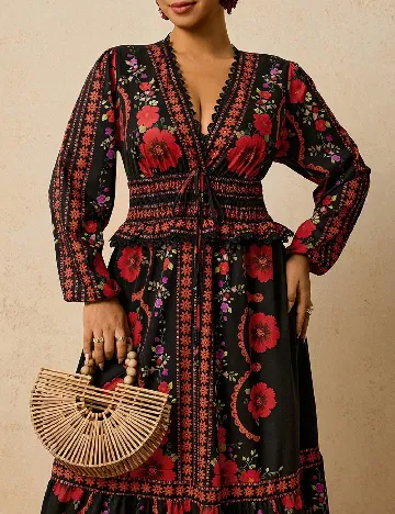 Rochie lunga SHEIN CURVE, negru/rosu