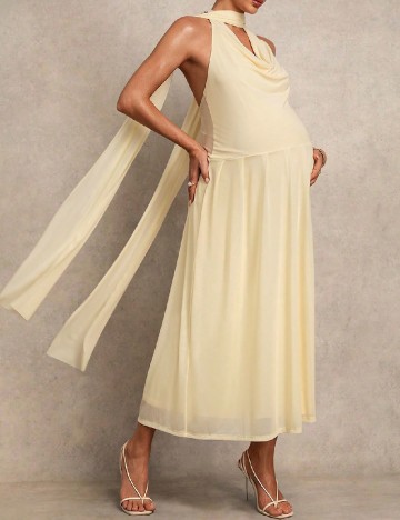 Rochie lunga SHEIN Maternity, galben deschis
