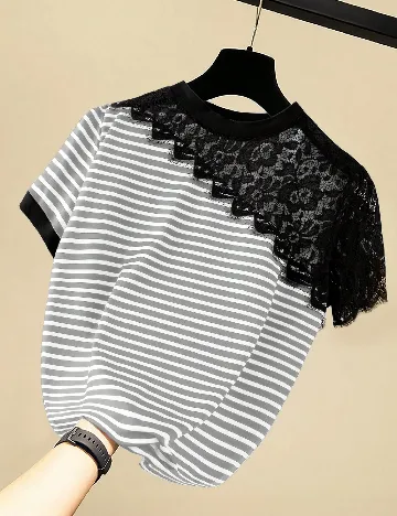 Tricou SHEIN CURVE, gri/negru