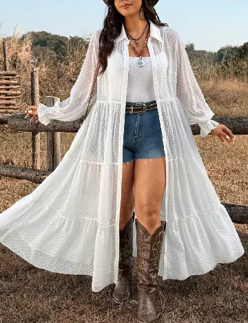 Cardigan SHEIN CURVE, alb