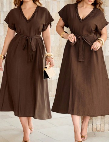 Rochie medie SHEIN CURVE, maro