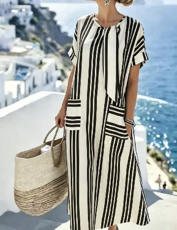 Rochie lunga SHEIN, alb/negru