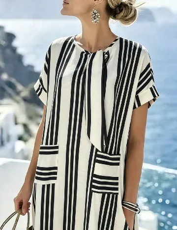 Rochie lunga SHEIN, alb/negru