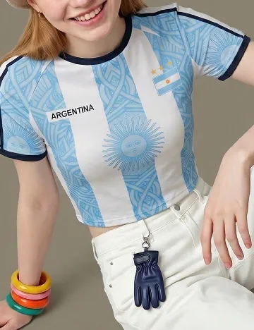 Tricou SHEIN, alb/albastru