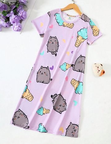Rochie de noapte Shein Kids, mov
