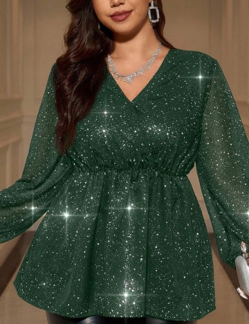 Bluza SHEIN CURVE, verde