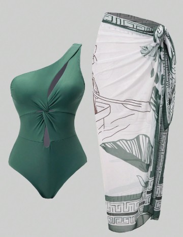Costum de baie SHEIN, verde