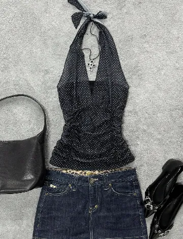 Top SHEIN, negru/alb