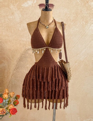 Rochie de plaja SHEIN, maro