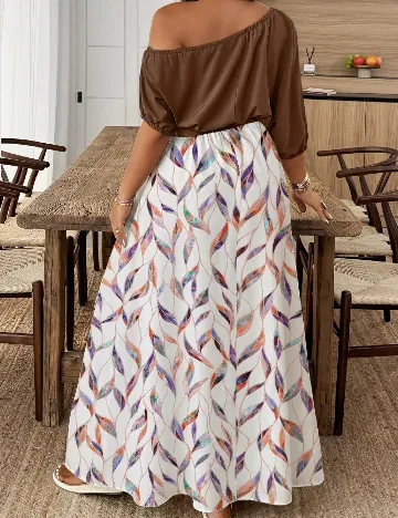 Rochie lunga SHEIN CURVE, alb/maro