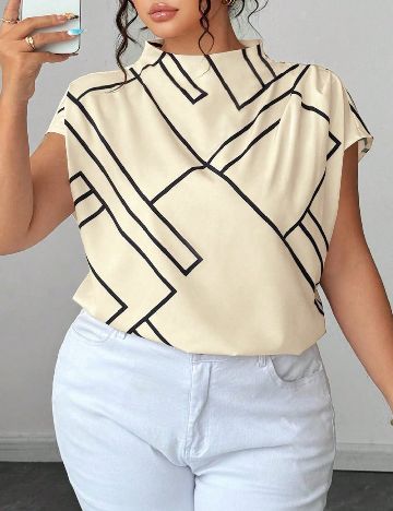 Bluza SHEIN CURVE, crem/negru