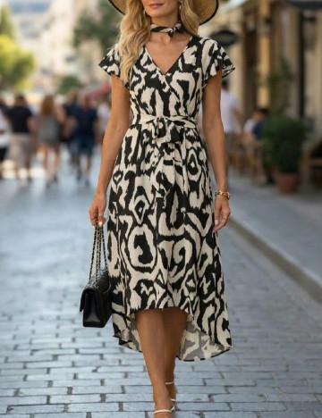 Rochie medie SHEIN, alb/negru