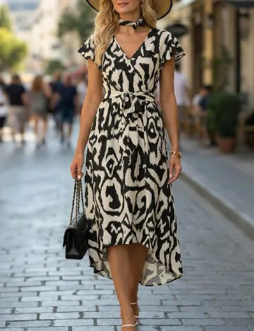 Rochie medie SHEIN, alb/negru