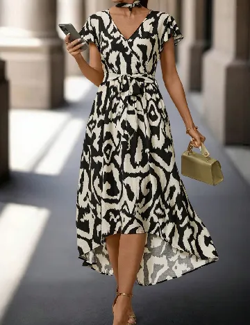 Rochie medie SHEIN, alb/negru