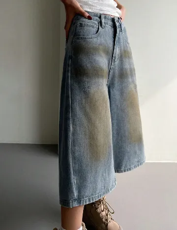 Pantaloni trei sferturi SHEIN, albastru