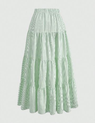 Fusta Shein Kids, verde/alb