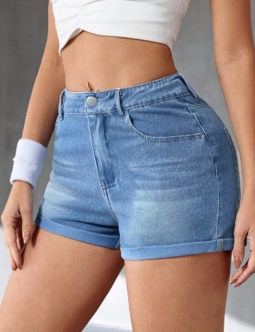Pantaloni scurti SHEIN, albastru