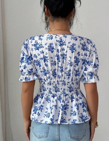 Bluza SHEIN, alb/albastru