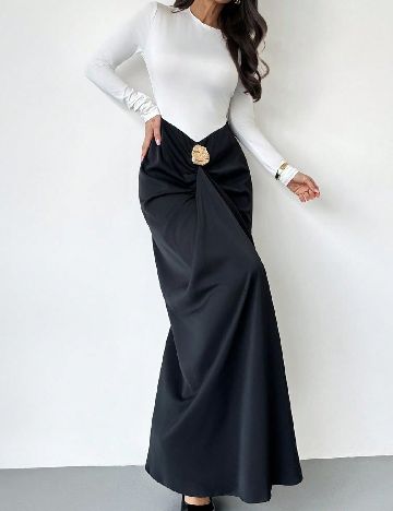 Rochie lunga SHEIN, alb/negru