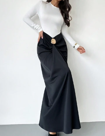 Rochie lunga SHEIN, alb/negru